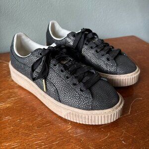PUMA Women's Platform LUX Sneakers | Black/Black/gum | US 8